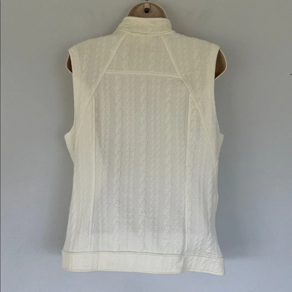 Westbound white textured cable knit cotton stretch full zip vest size small